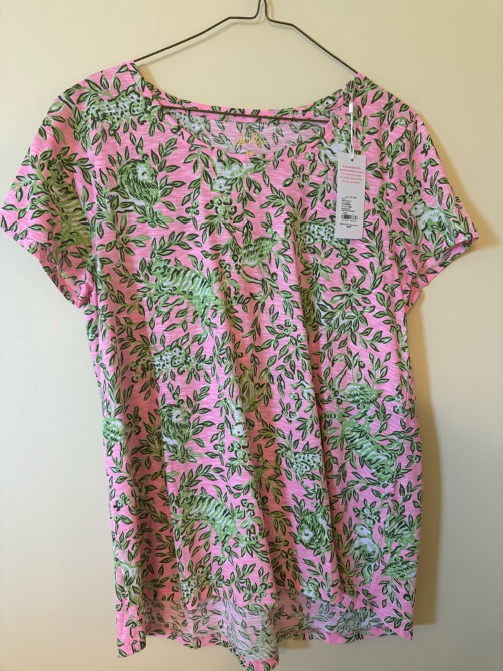 Lilly Pulitzer Etta Tropical  with Green Leaf-Print Top Large NWT